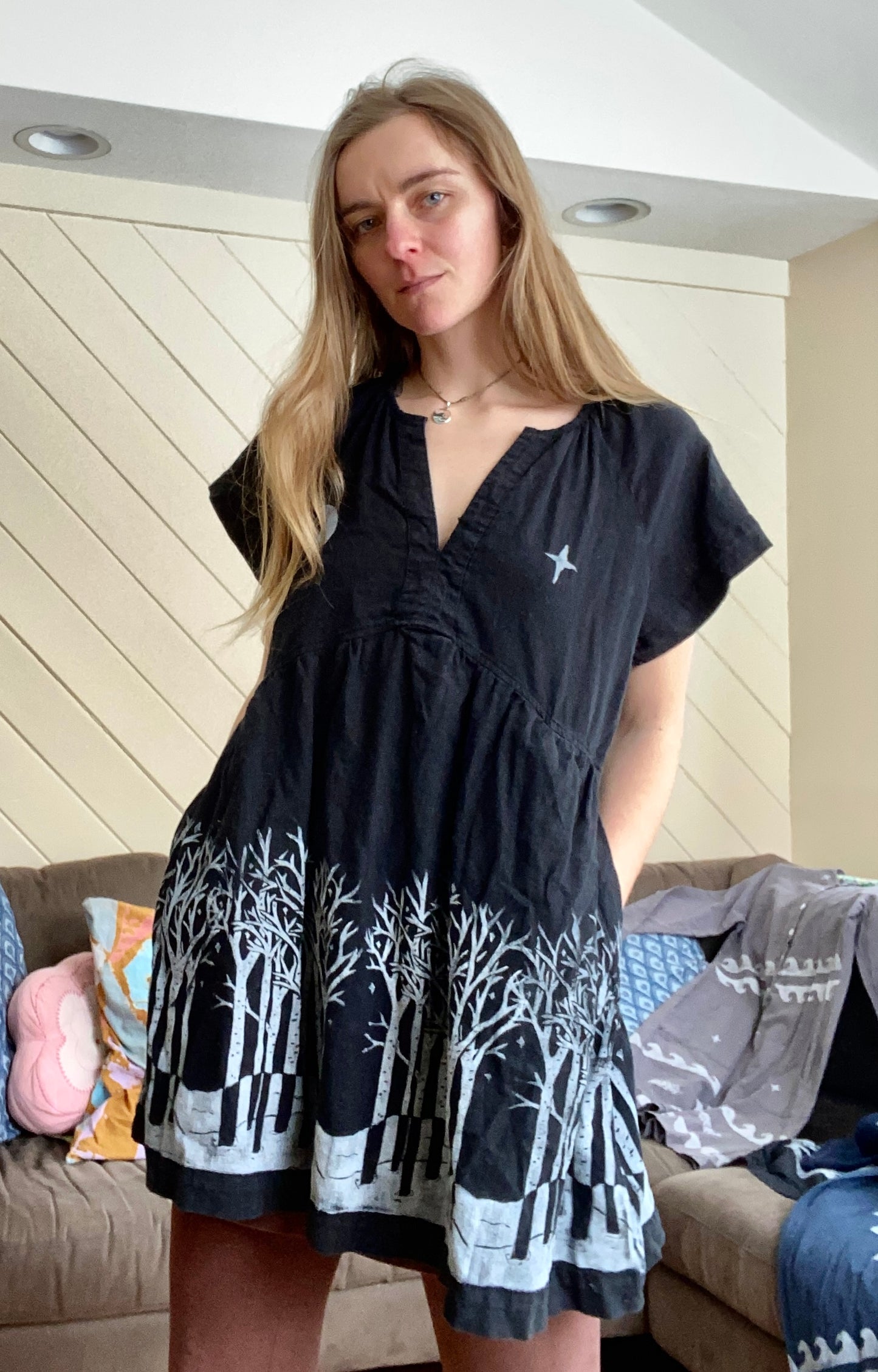 Birches in Snow dress - black
