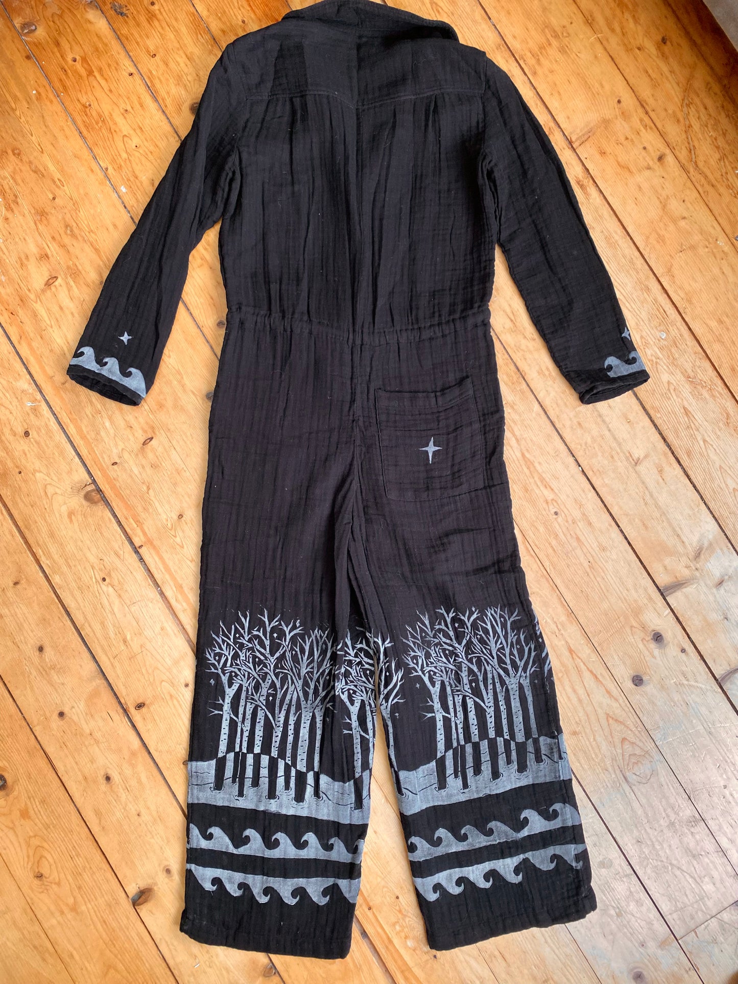 Birch trees and water jumpsuit - black