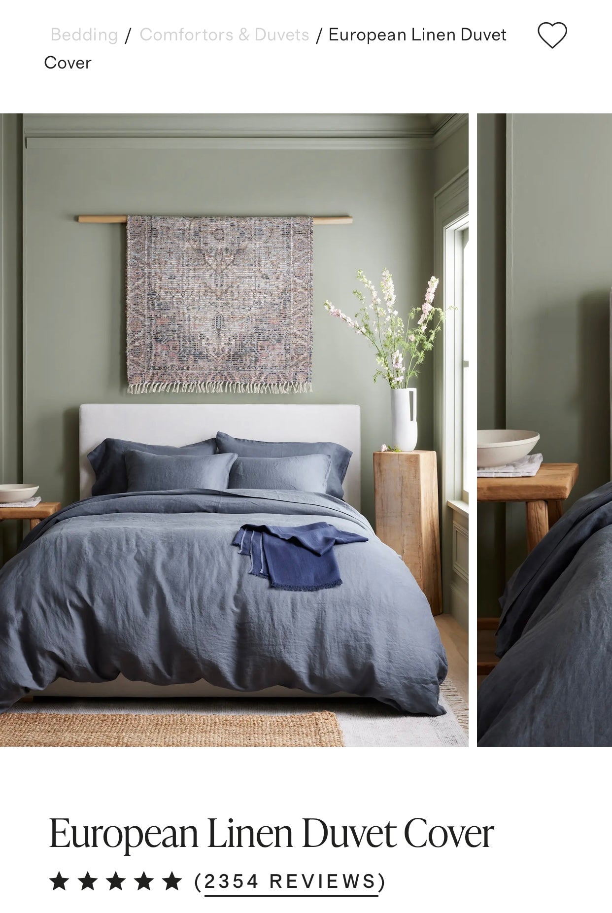 Birches in Snow linen duvet - king