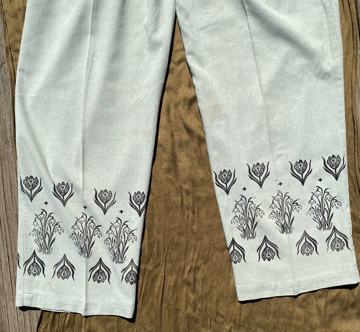 Raw silk spring trousers