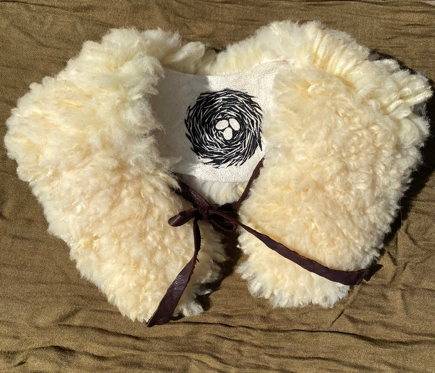 BirdSong sheepskin blockprinted shawl