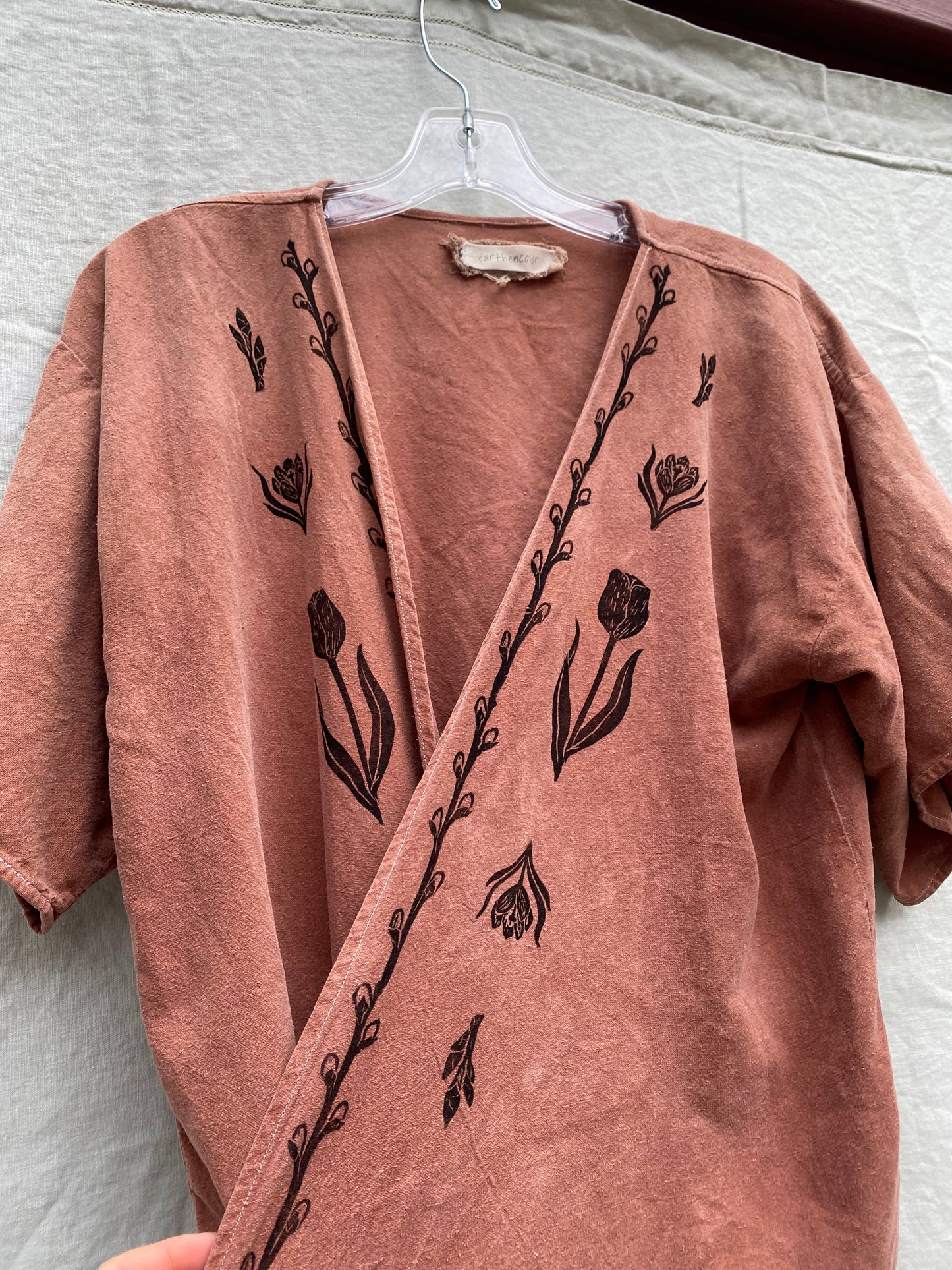 Raw silk spring wrap top