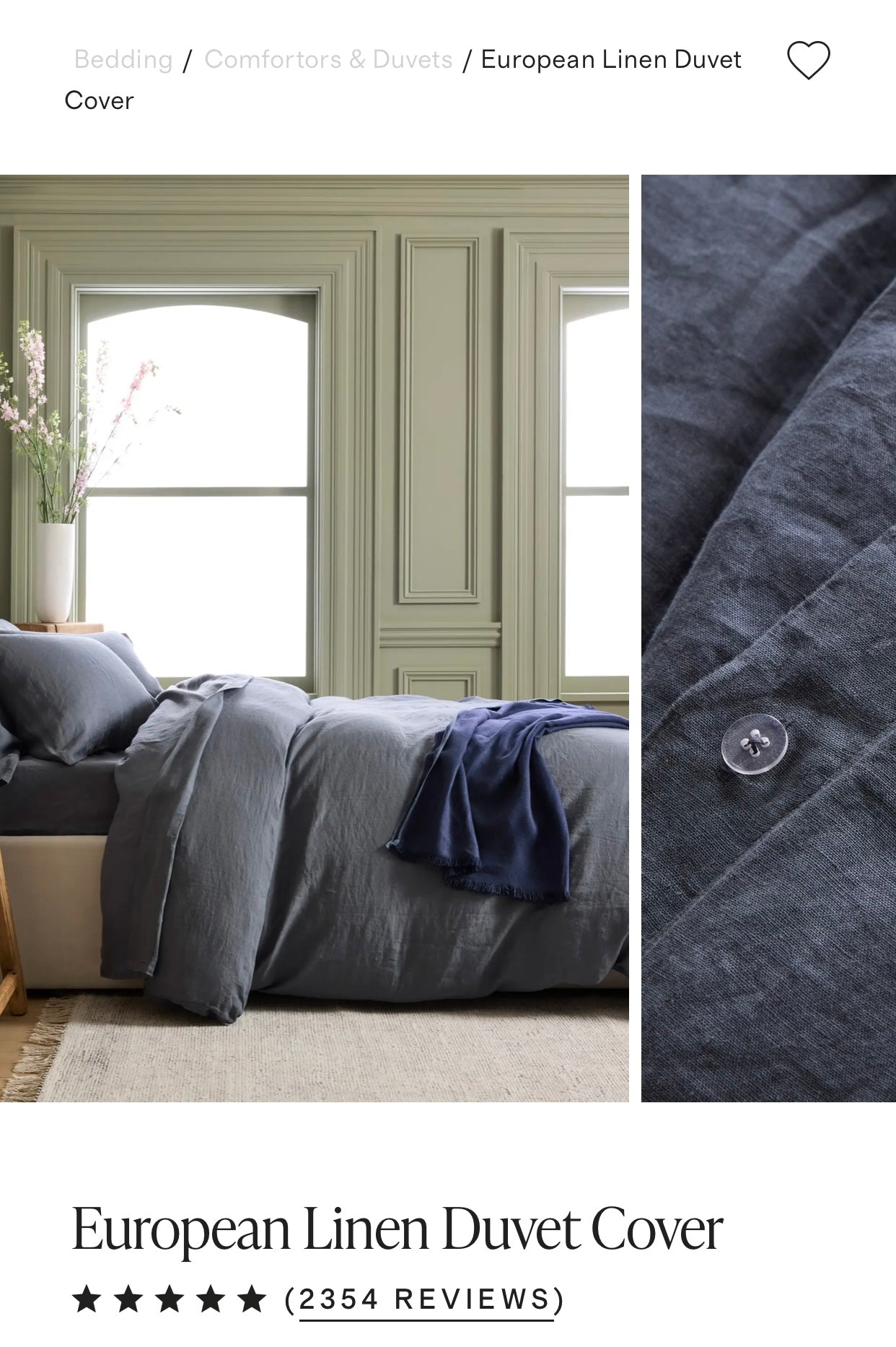 Birches in Snow linen duvet - king