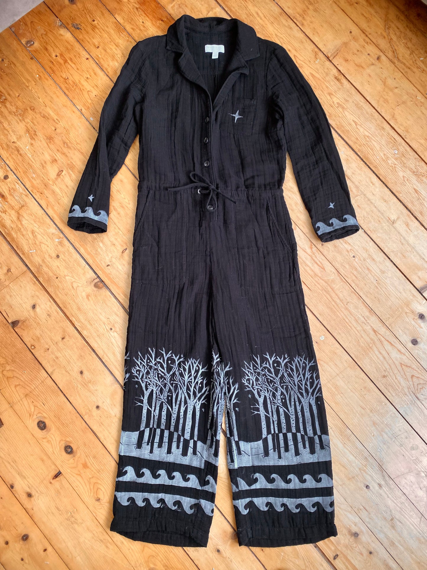 Birch trees and water jumpsuit - black