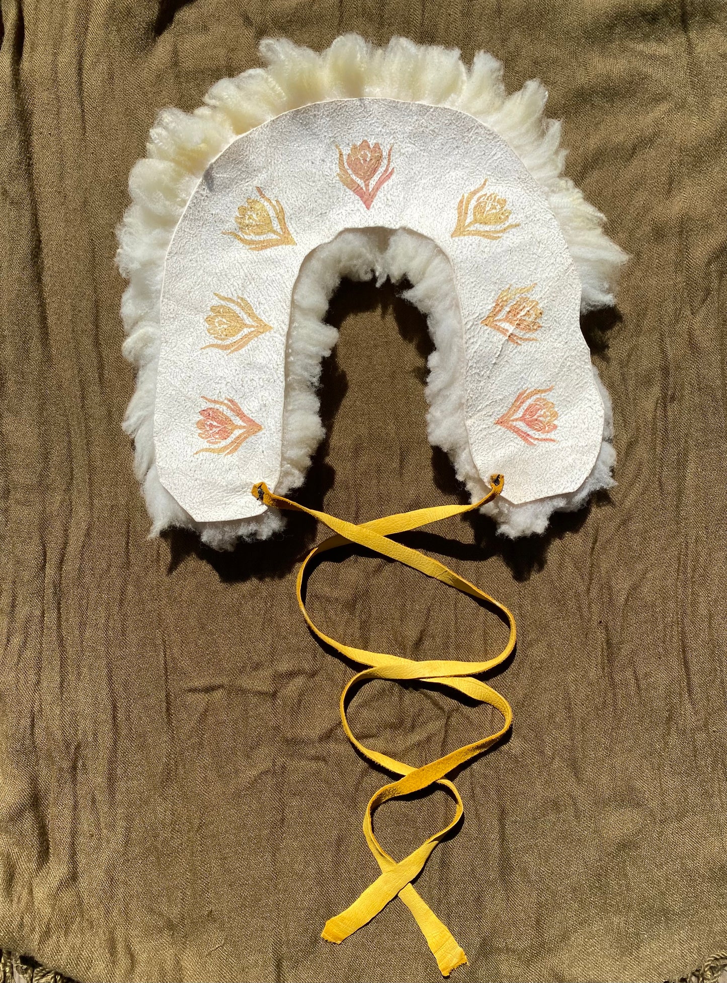 Crocus sheepskin blockprinted collar