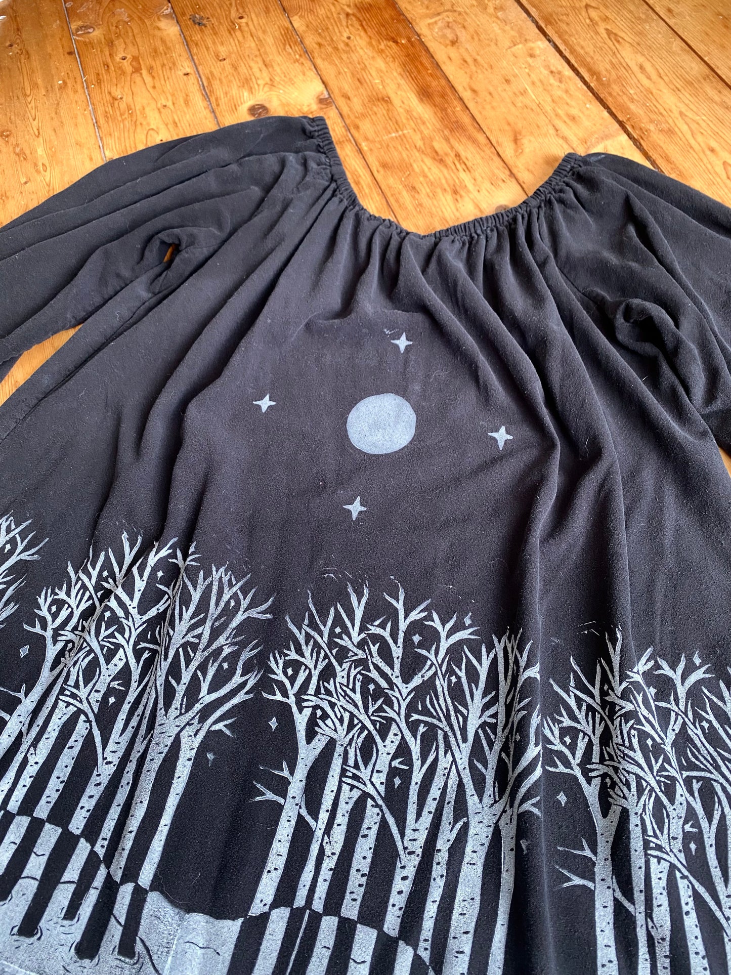 Birches in Snow Moon dress - black
