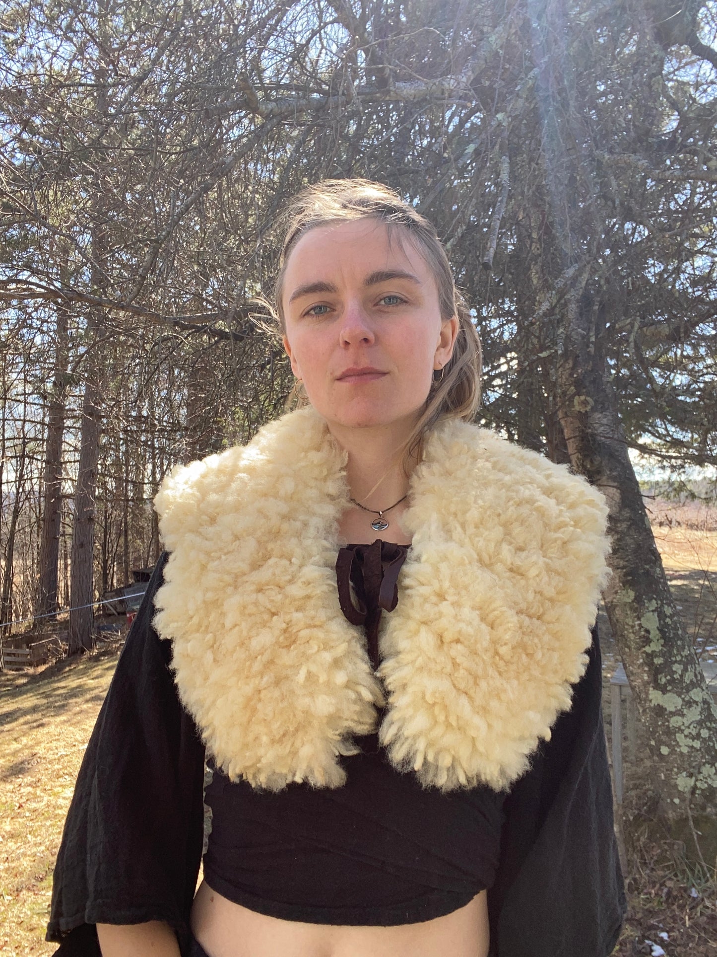BirdSong sheepskin blockprinted shawl