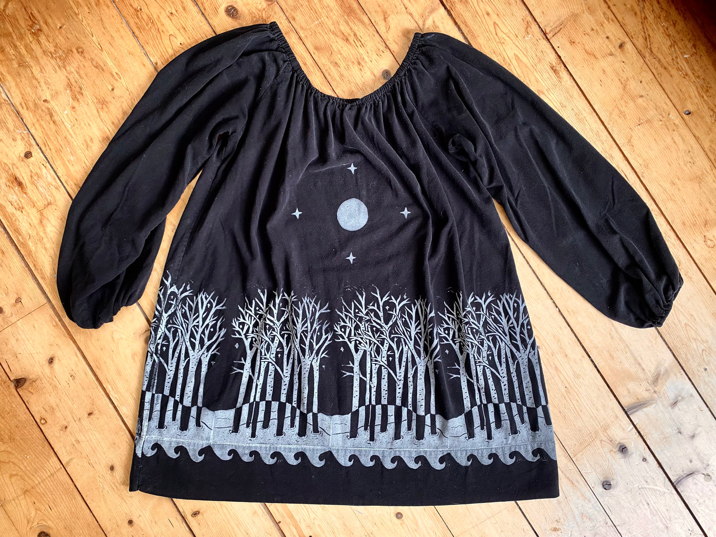 Birches in Snow Moon dress - black