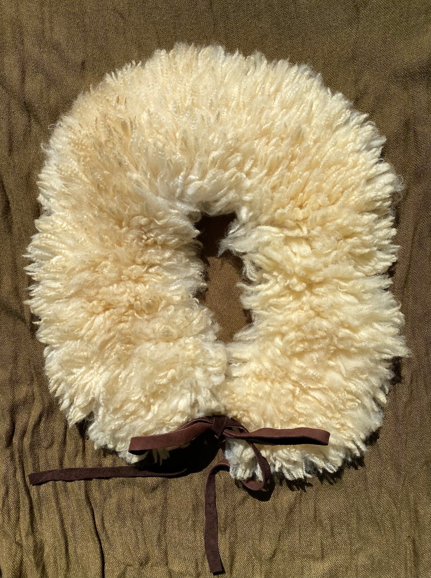 Spring babies sheepskin blockprinted collar