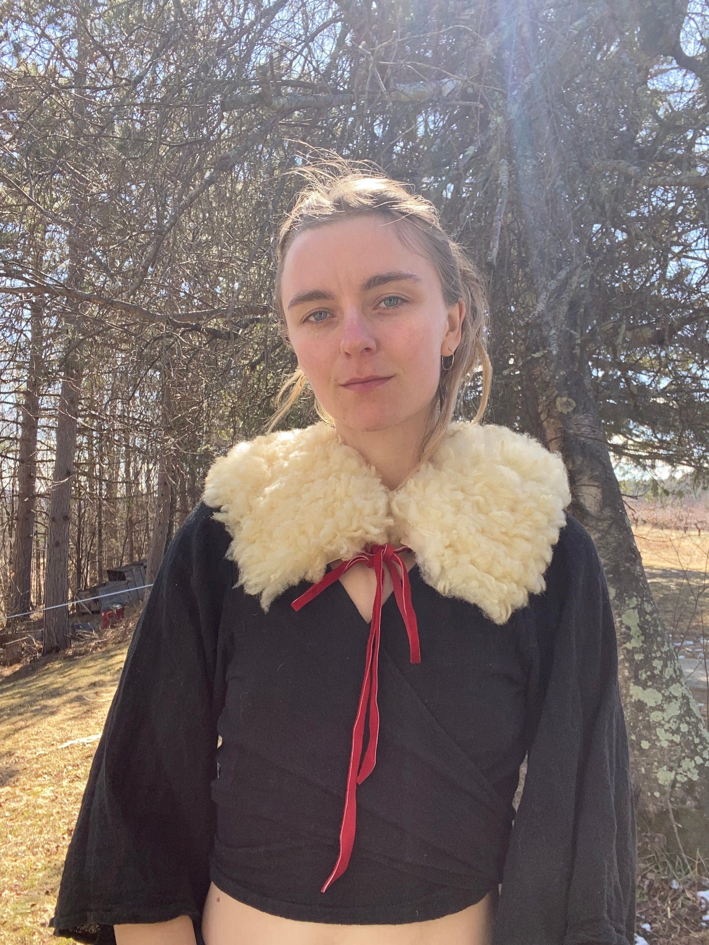 Tulip sheepskin block printed collar