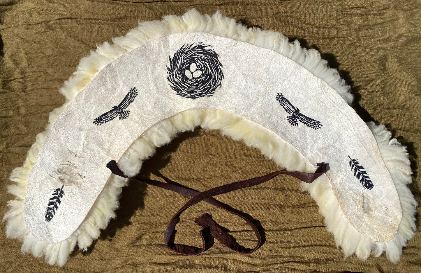 BirdSong sheepskin blockprinted shawl