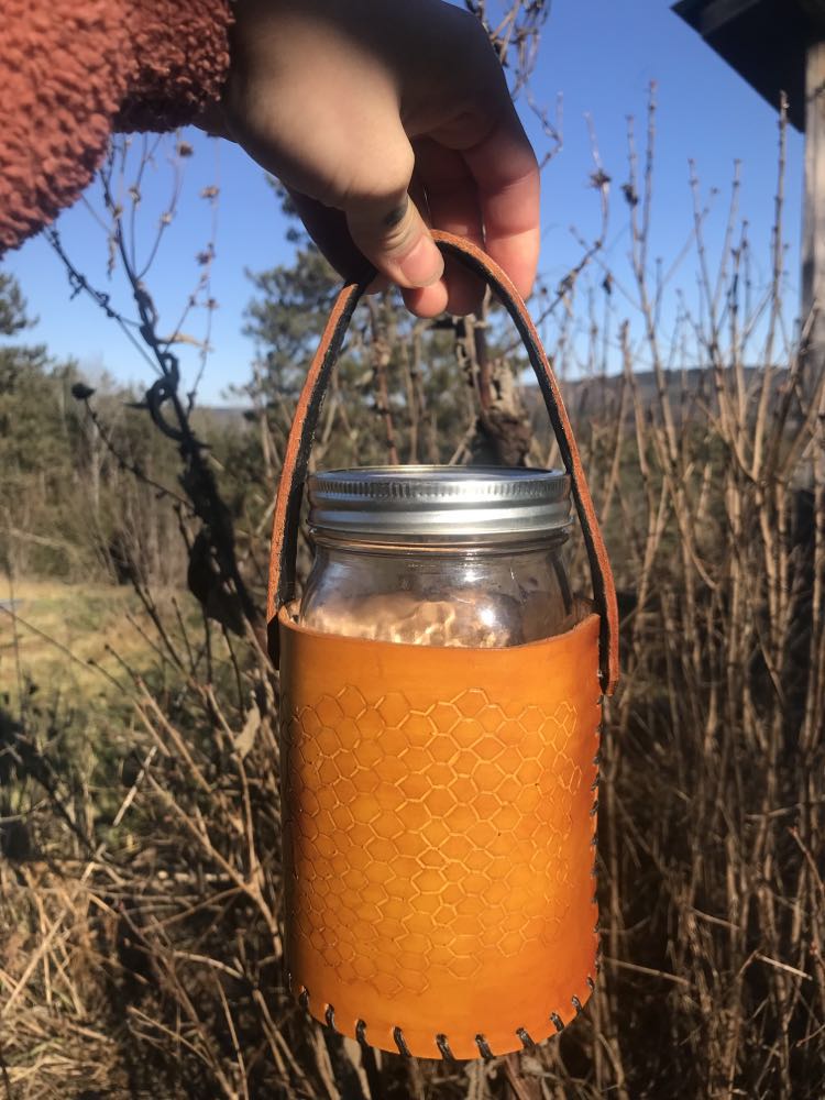 Honey Bee Leather Mason-Jar Holder