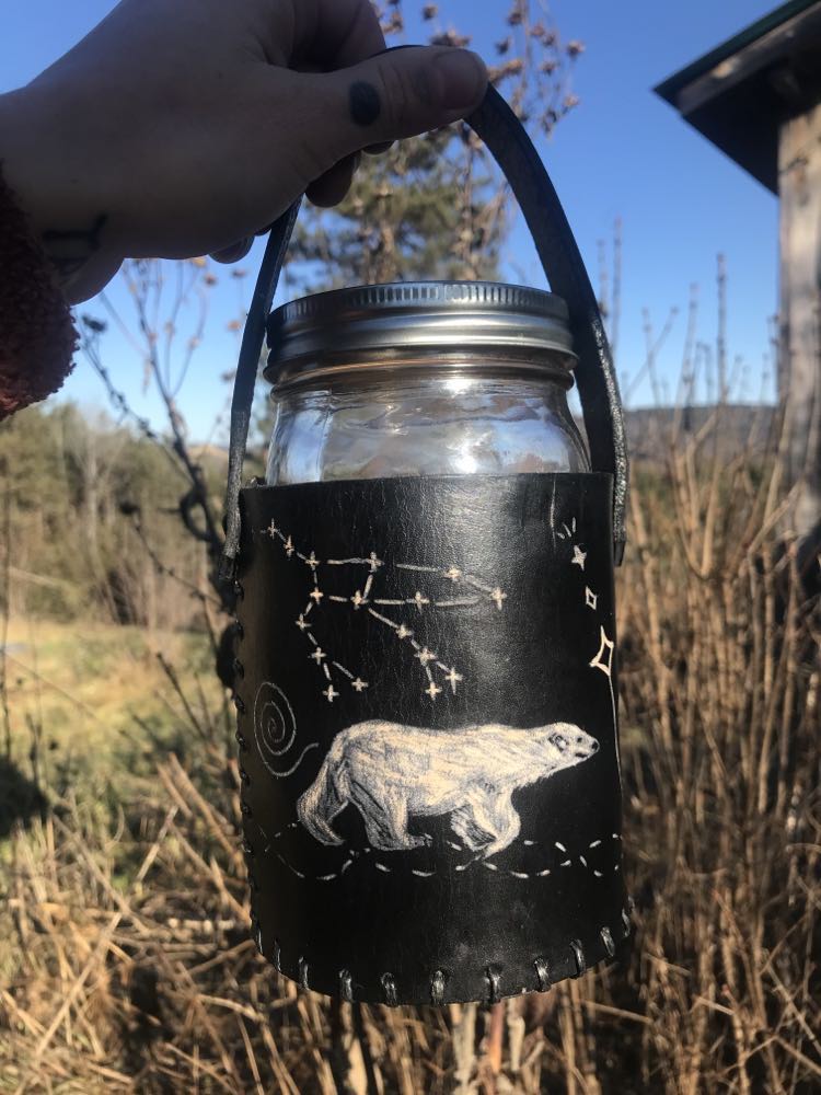 Duality Bears Leather Mason-Jar Holder